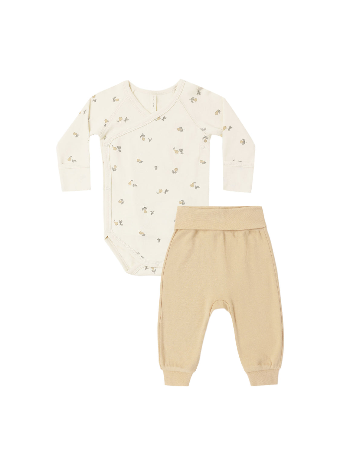 Quincy Mae SIDE SNAP BODYSUIT + PANT SET PEARS - BUTTERSCOTCH