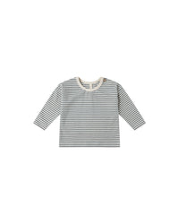 Quincy Mae Long Sleeve Tee Ocean Micro Stripe