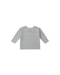 Quincy Mae Long Sleeve Tee Ocean Micro Stripe