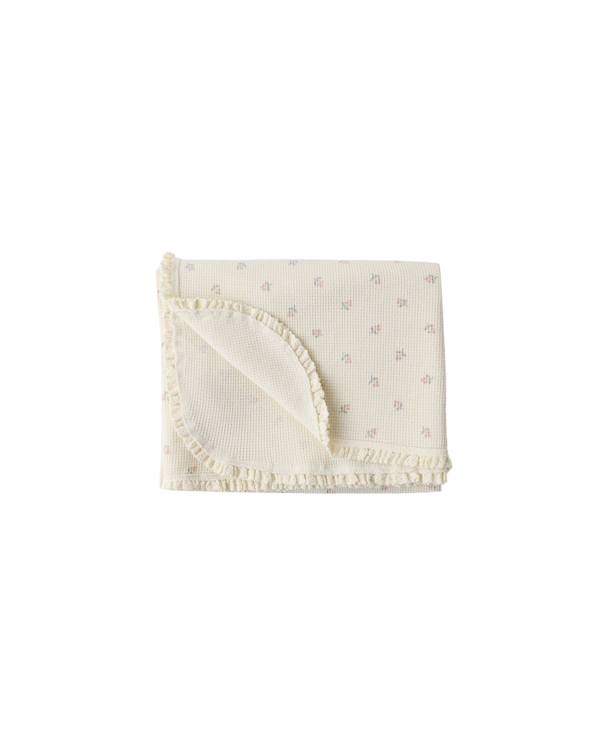 Quincy Mae Waffle Baby Blanket - Mauve Ditsy - NATURAL