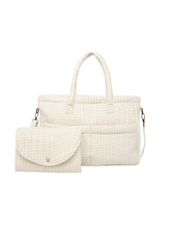 Quincy Mae Diaper Bag + Changing Pad Set - Oat Check