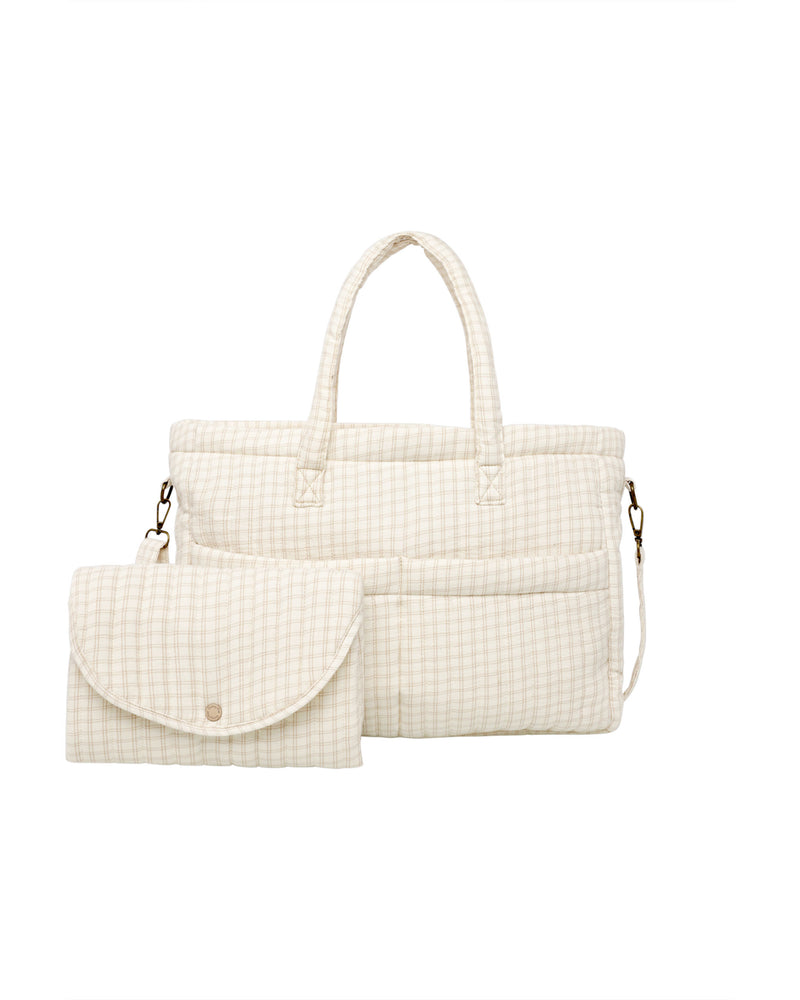 Quincy Mae Diaper Bag + Changing Pad Set - Oat Check