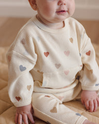 Quincy Mae Waffle Sweater Set Confetti Hearts - NATURAL