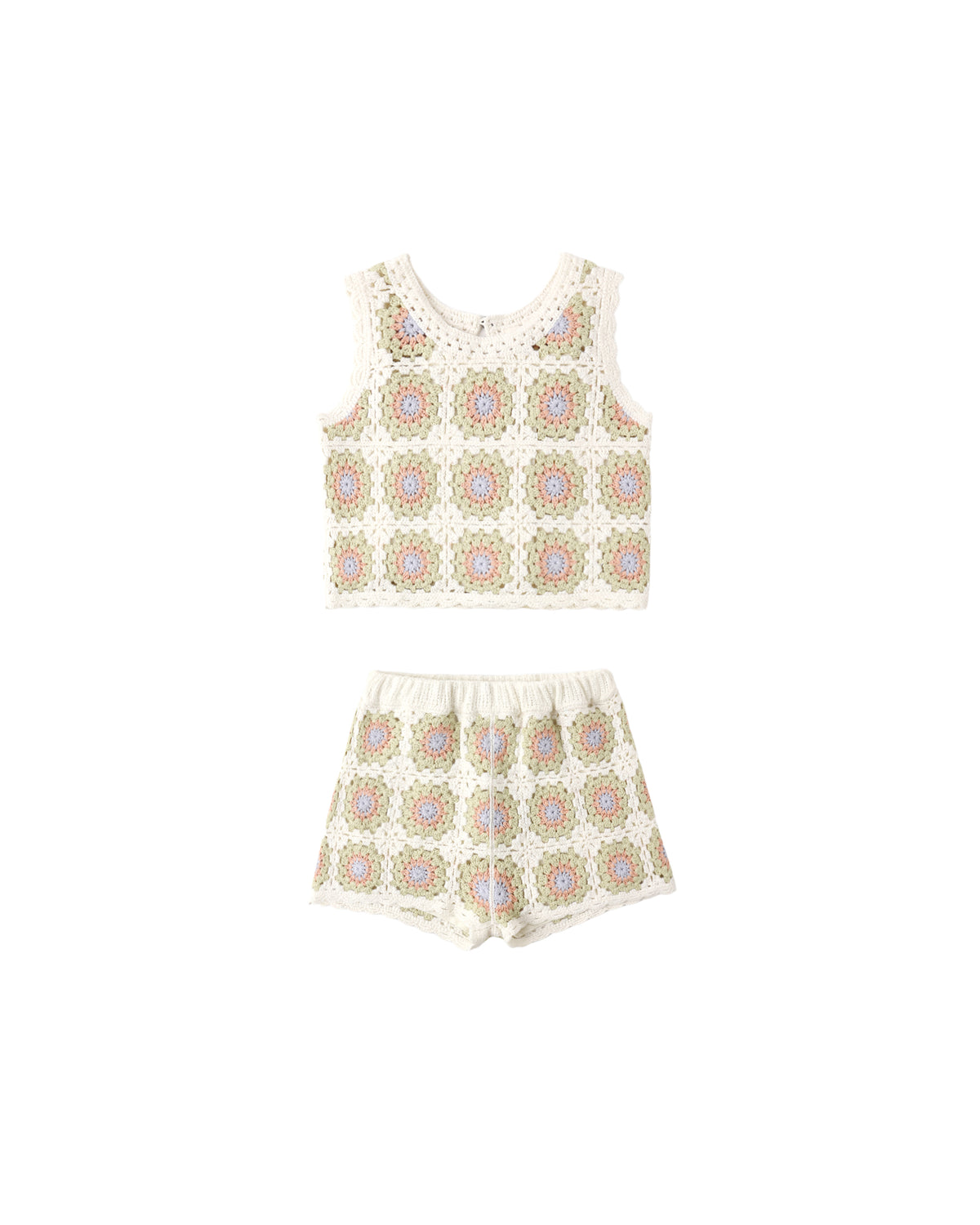 Rylee and Cru Crochet Tank Set - Citron Daisy Check