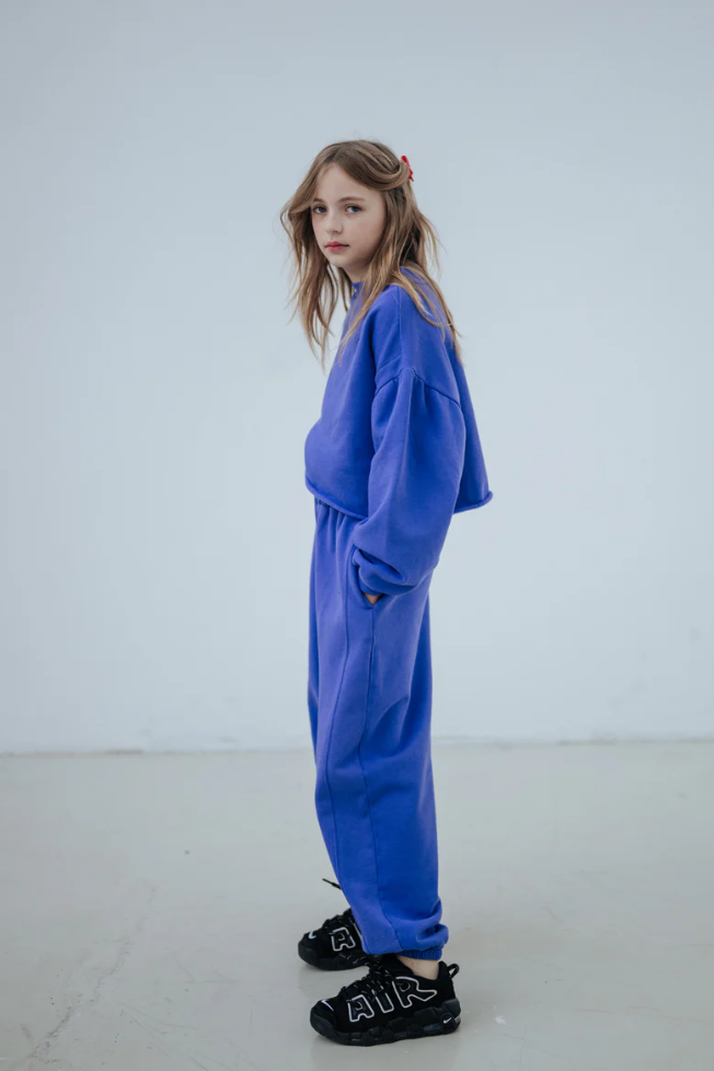 Repose AMS Crop Heart Sweater - Royal Bloom