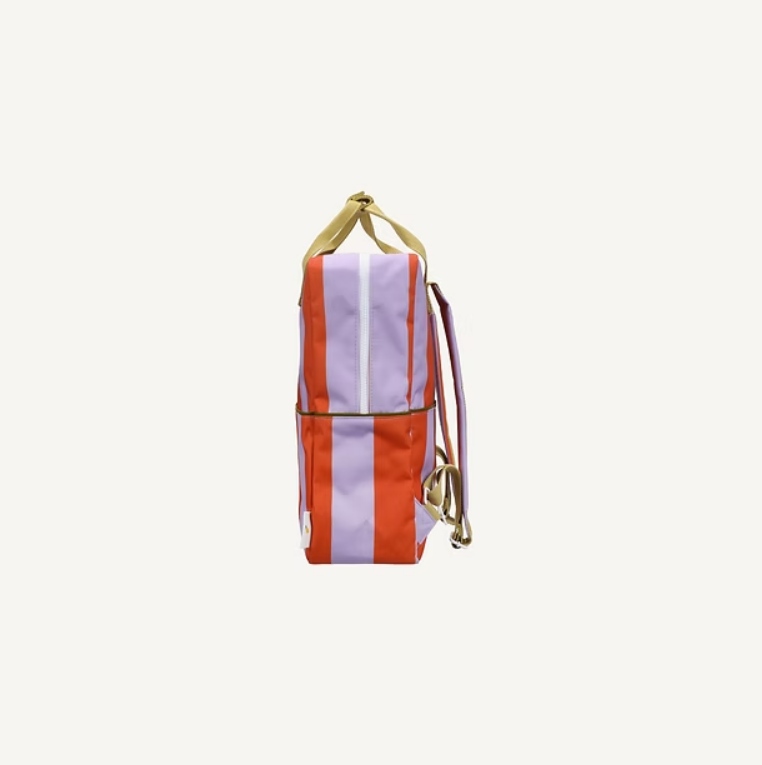 Sticky Lemon Backpack Large - Stripes - campfire orange + dewy lilac