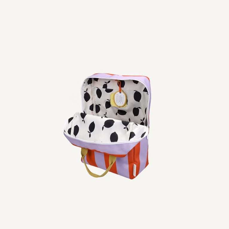 Sticky Lemon Backpack Large - Stripes - campfire orange + dewy lilac