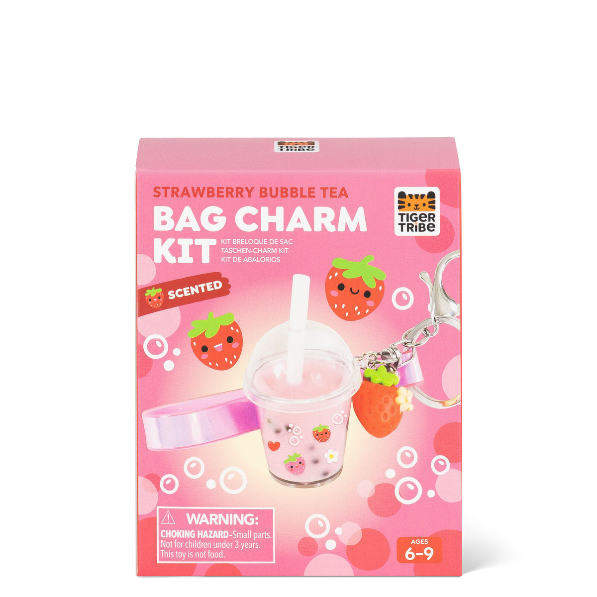 Tiger Tribe Bag Charm Kit - Strawberry Bubble Tea