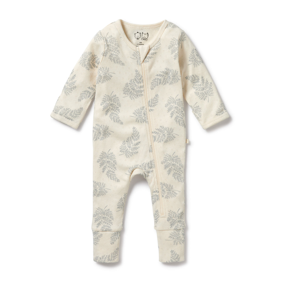 Wilson and Frenchy Forever Ferns Organic Pointelle Zipsuit with Feet