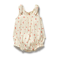 Wilson and Frenchy Jolly Holly Organic Crinkle Tie Playsuit