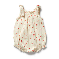 Wilson and Frenchy Jolly Holly Organic Crinkle Tie Playsuit