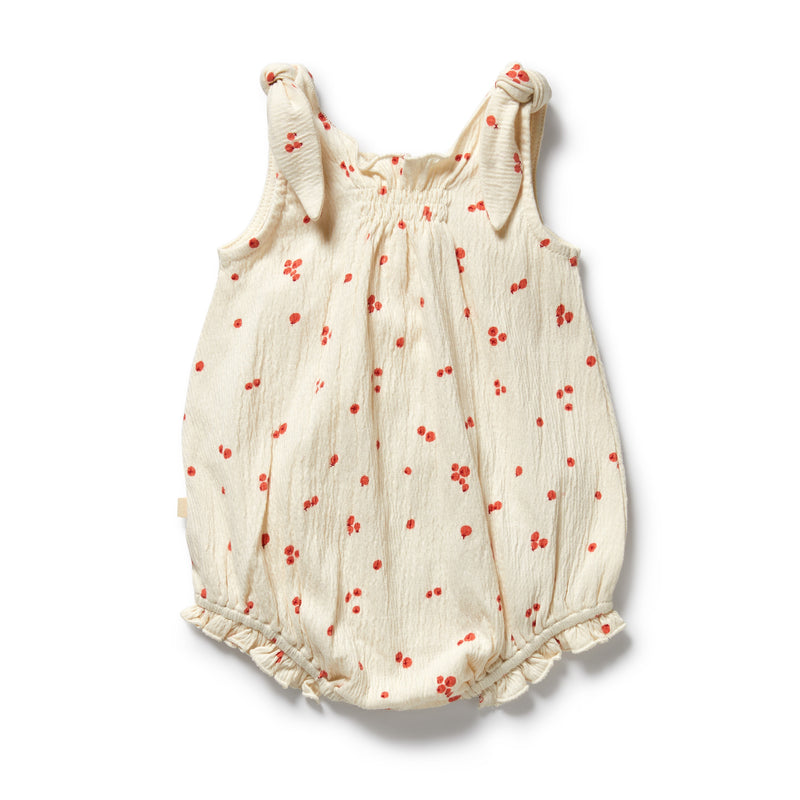 Wilson and Frenchy Jolly Holly Organic Crinkle Tie Playsuit