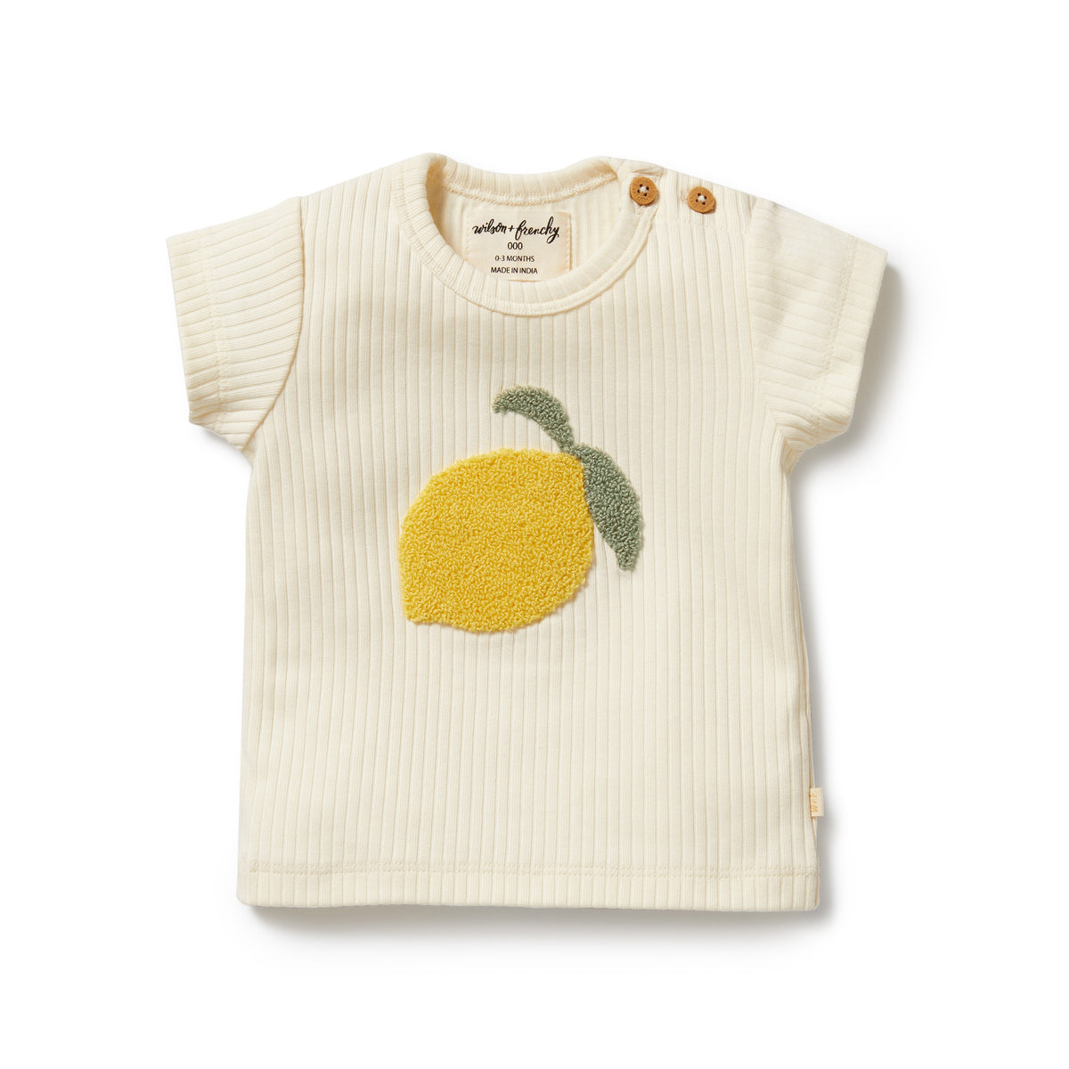 Wilson and Frenchy Lemon Leaf Embroidered Organic Tee