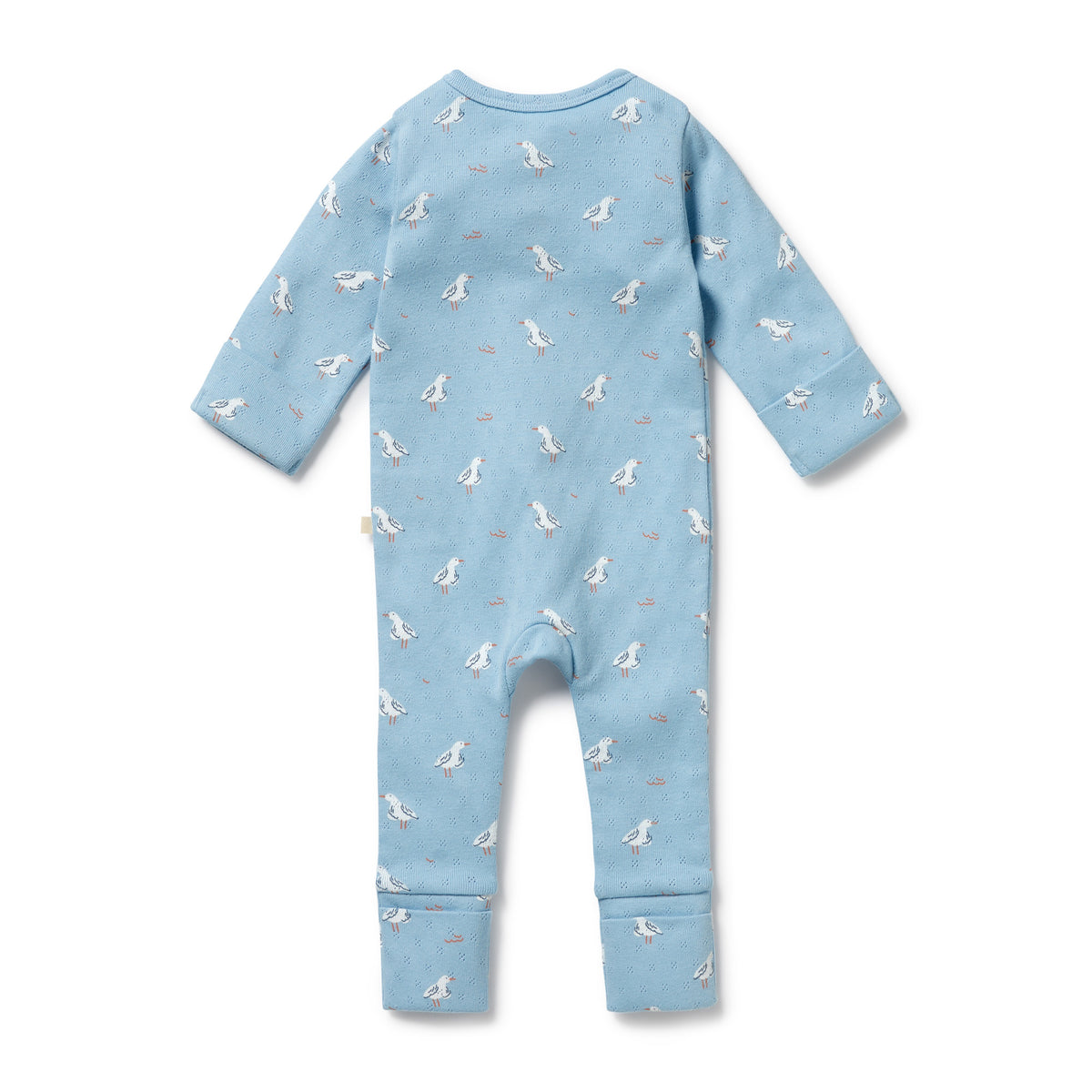 Wilson and Frenchy Sunny Seagulls Organic Pointelle Zipsuit with Feet