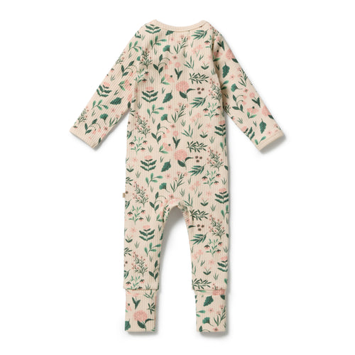 Wilson and Frenchy Sweet Bloom Organic Zipsuit with Feet