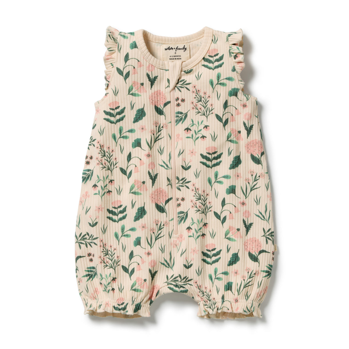 Wilson and Frenchy Sweet Bloom Organic Ruffle Zipsuit