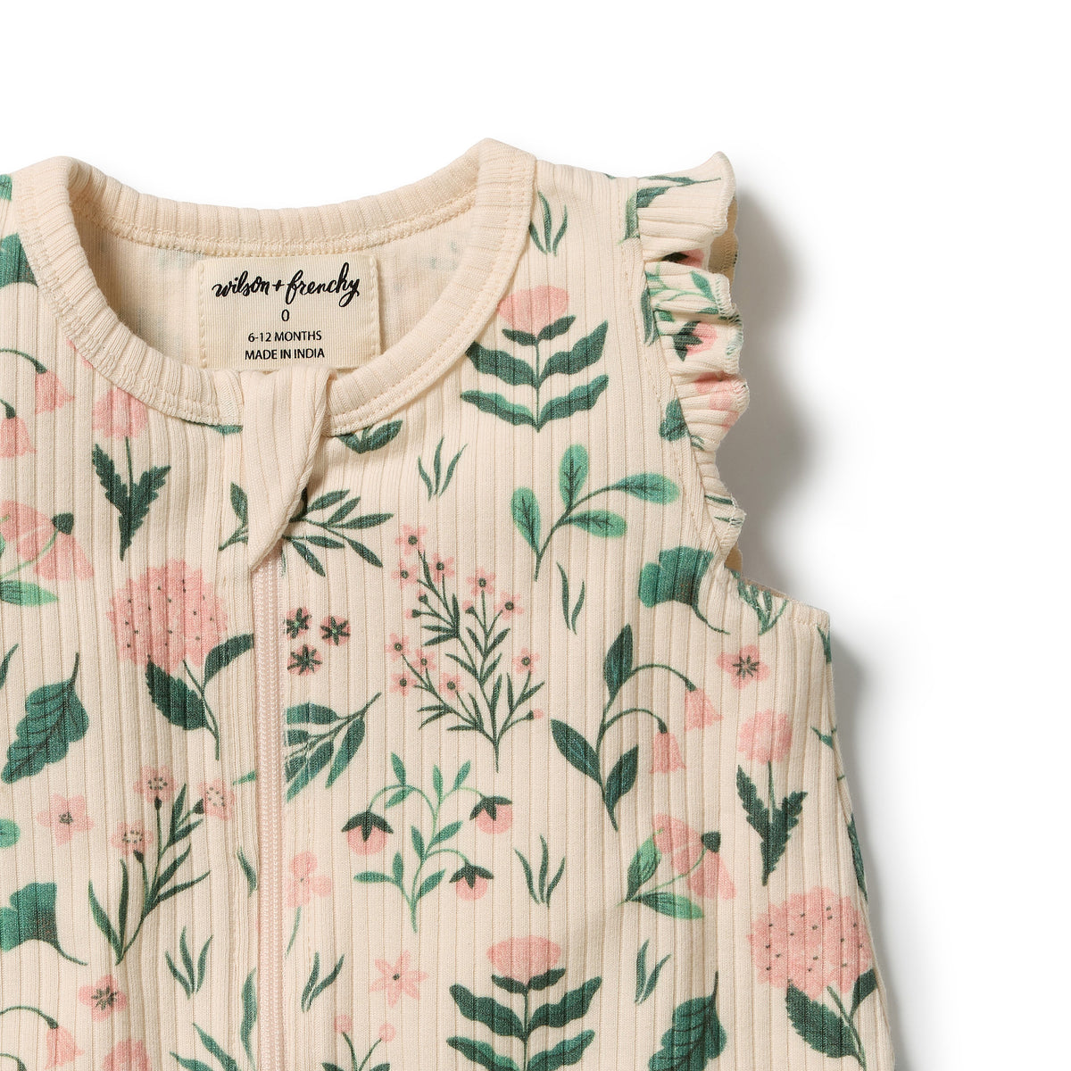 Wilson and Frenchy Sweet Bloom Organic Ruffle Zipsuit