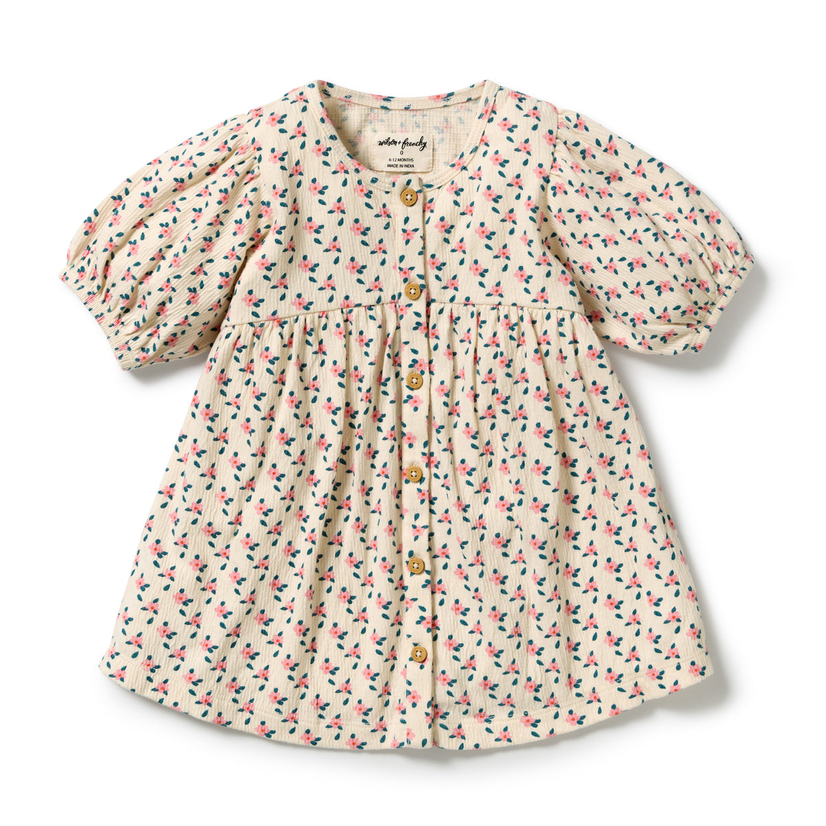 Wilson and Frenchy Little Blossom Organic Crinkle Button Dress