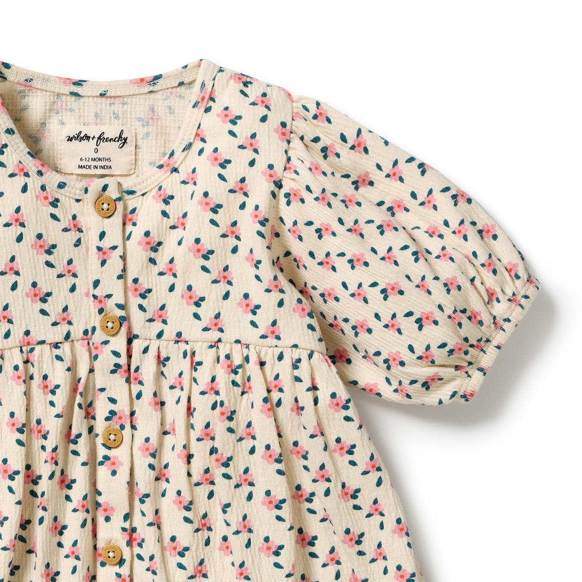 Wilson and Frenchy Little Blossom Organic Crinkle Button Dress