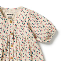 Wilson and Frenchy Little Blossom Organic Crinkle Button Dress