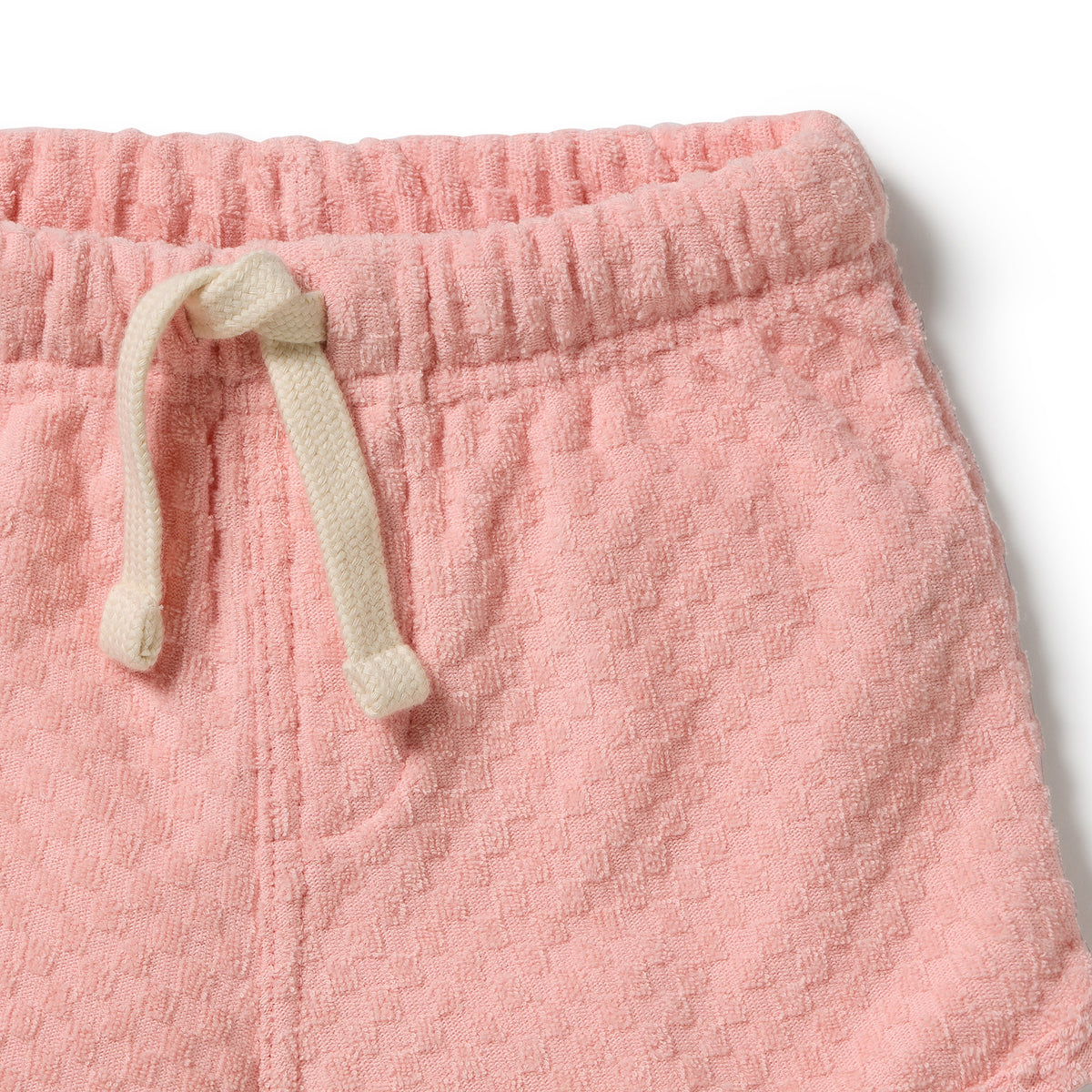 Wilson and Frenchy Petal Pink Check Organic Terry Tie Short