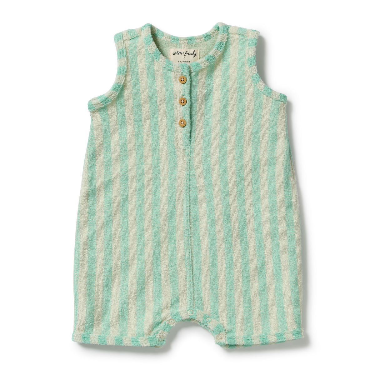 Wilson and Frenchy Seafoam Stripe Organic Terry Growsuit