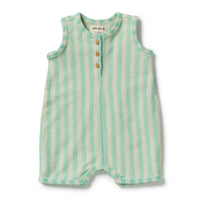 Wilson and Frenchy Seafoam Stripe Organic Terry Growsuit