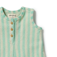 Wilson and Frenchy Seafoam Stripe Organic Terry Growsuit