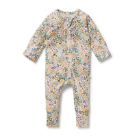 Wilson and Frenchy Tiny Bloom Organic Zipsuit with Feet