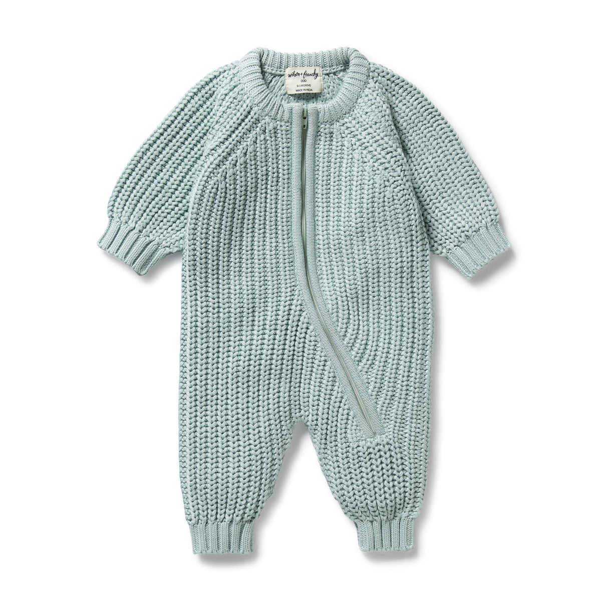 Wilson and Frenchy Duck Egg Organic Knitted Growsuit