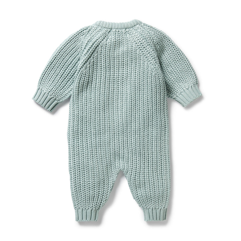 Wilson and Frenchy Duck Egg Organic Knitted Growsuit