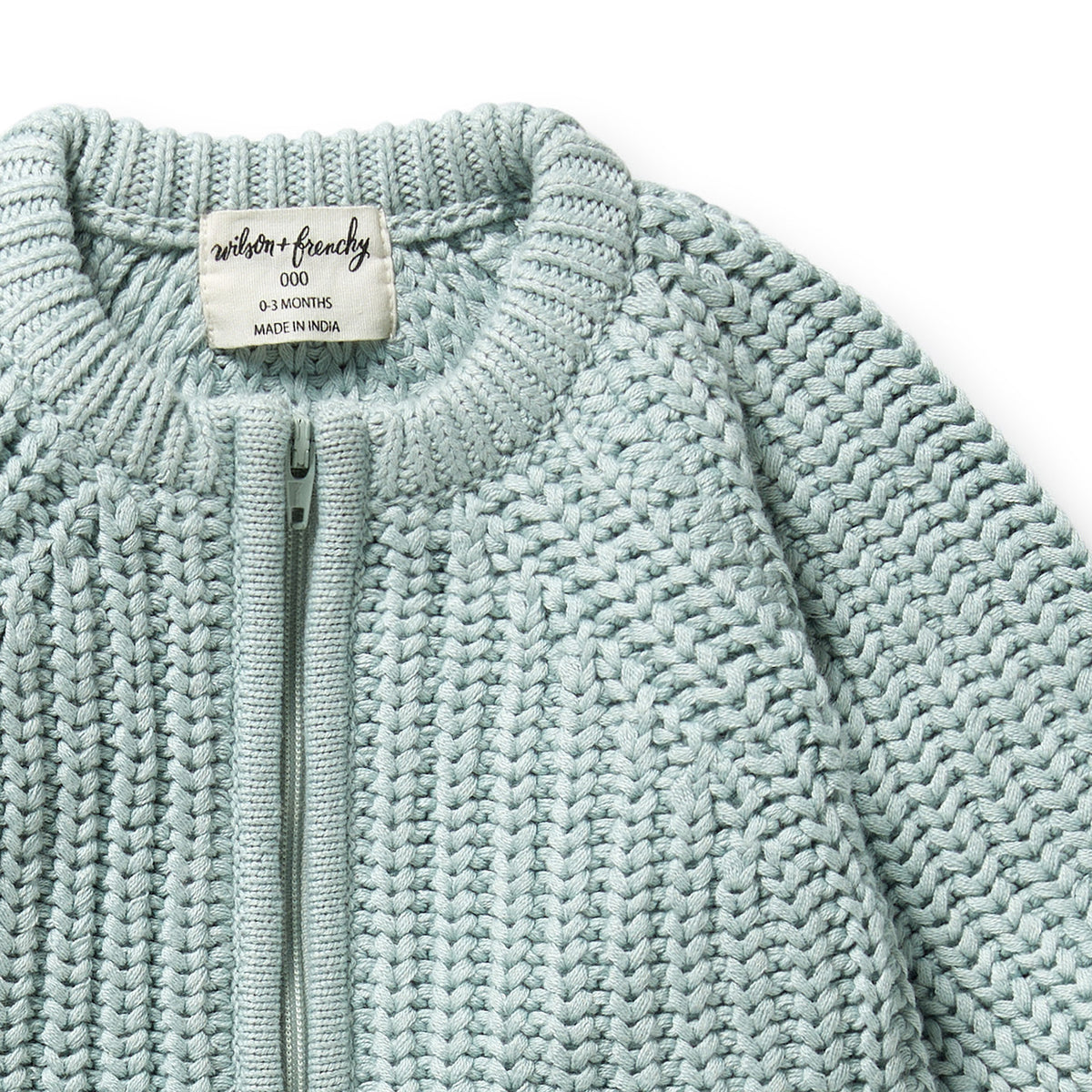 Wilson and Frenchy Duck Egg Organic Knitted Growsuit