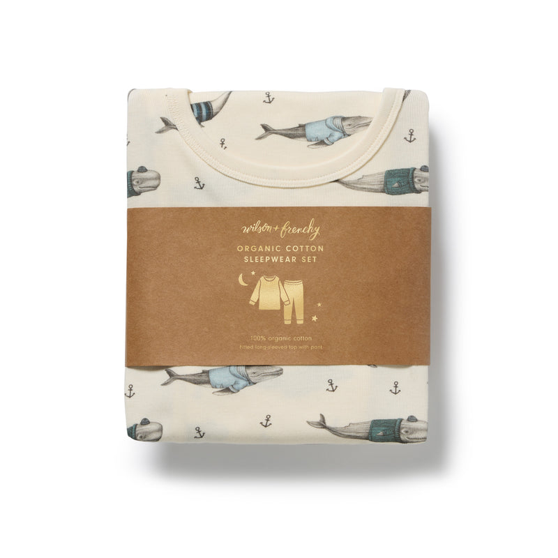 Wilson and Frenchy Woolly Whales Organic Long Sleeved Pyjamas
