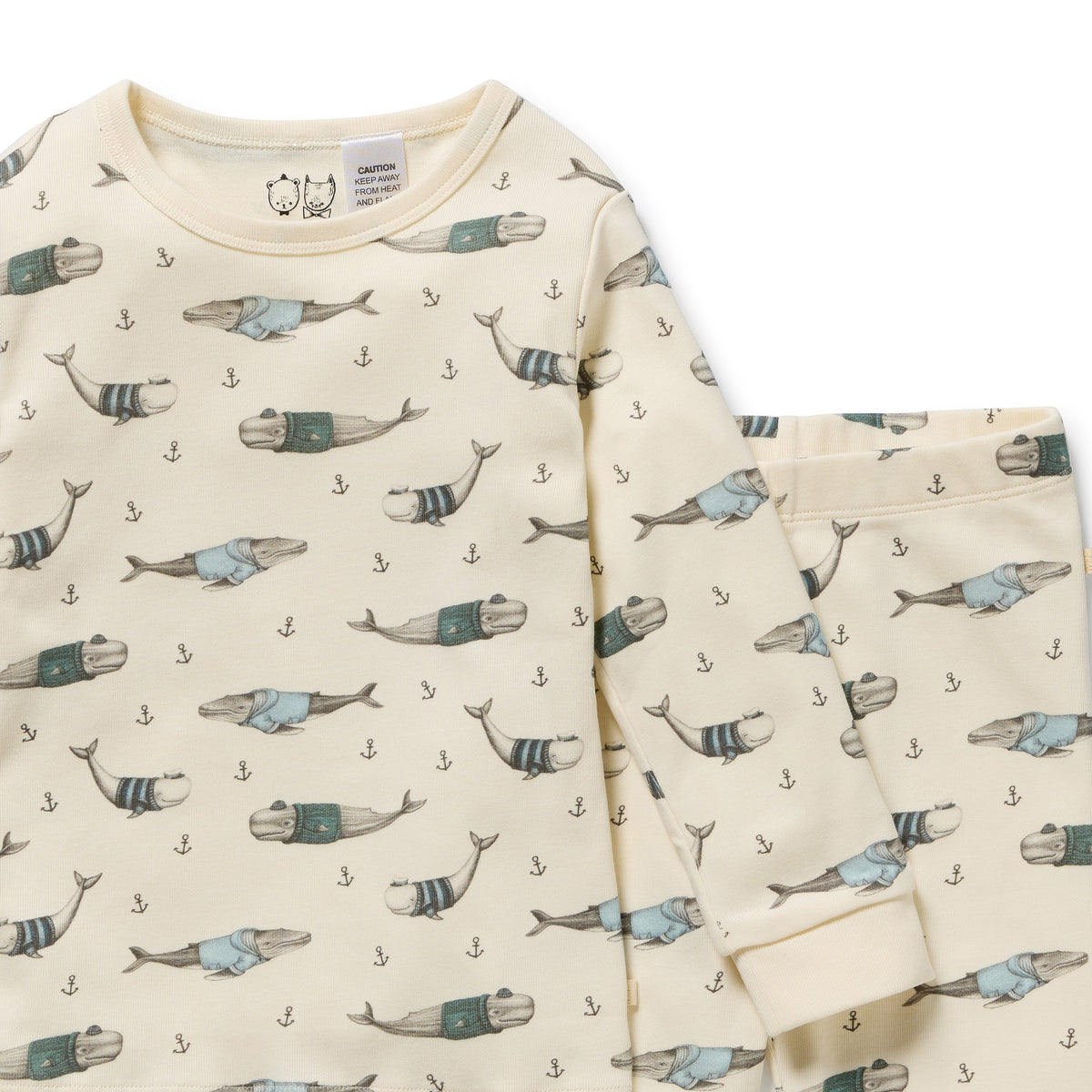 Wilson and Frenchy Woolly Whales Organic Long Sleeved Pyjamas