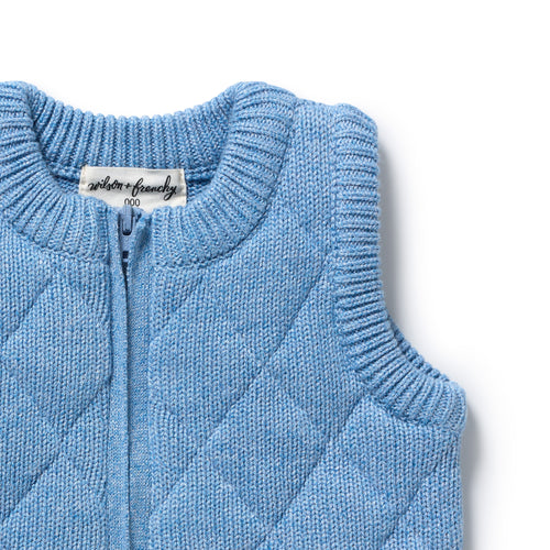 Wilson and Frenchy Frosted Blue Organic Knitted Vest