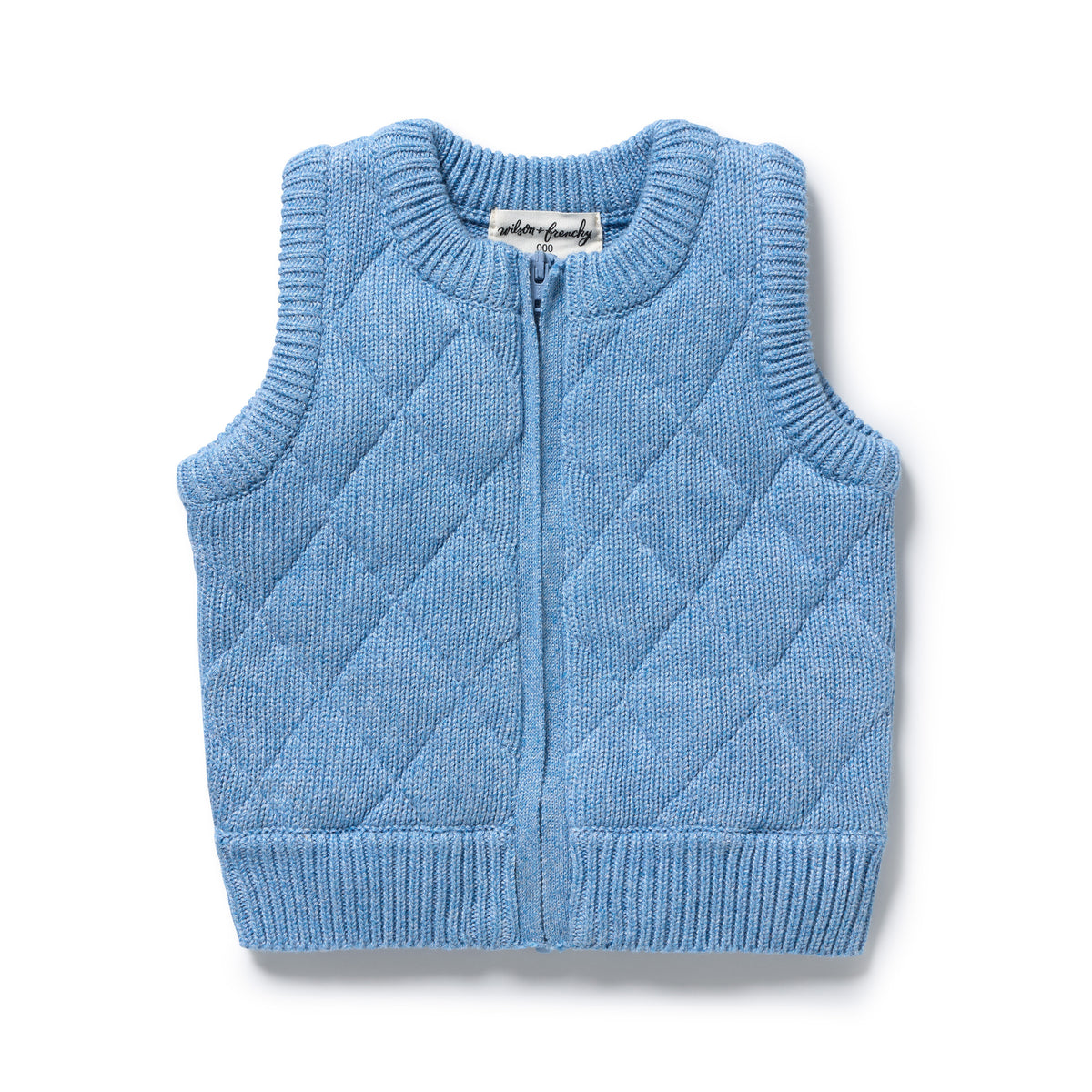 Wilson and Frenchy Frosted Blue Organic Knitted Vest
