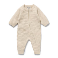 Wilson and Frenchy Cream Organic Knitted Bauble Growsuit