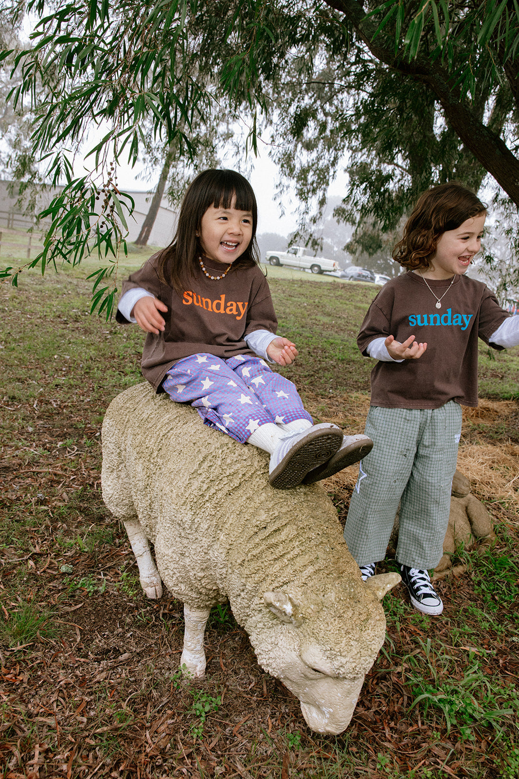 Sunday Siblings Dusty Star Pants - Purple Gingham
