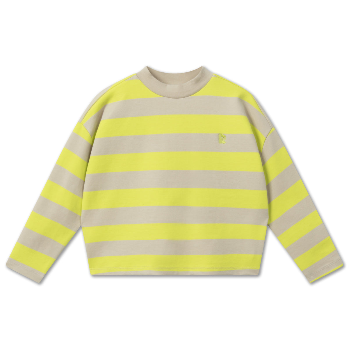 Repose AMS Over Sized Box Sweater Neon Lime and Sand Block Stripe