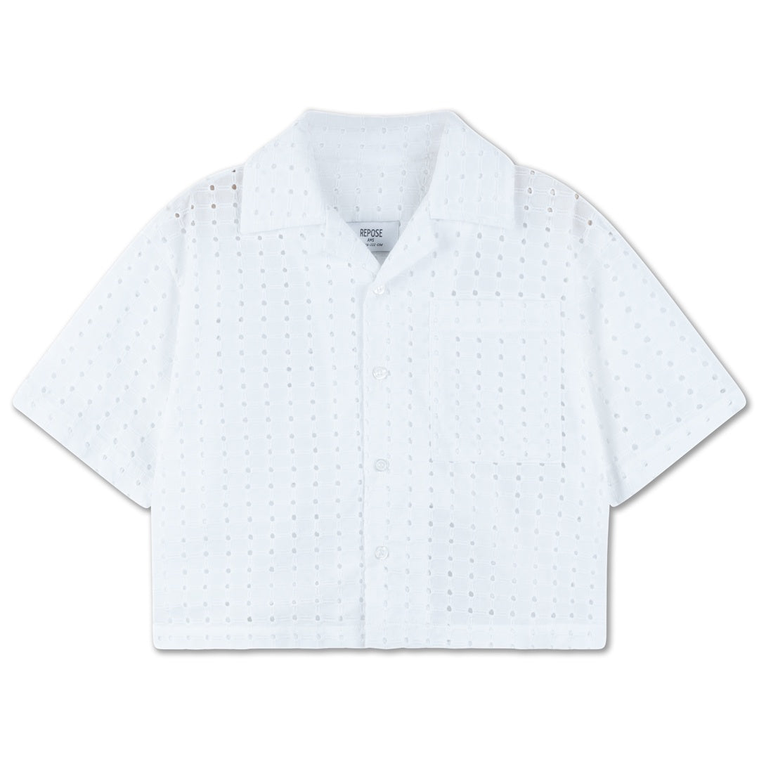 Repose AMS Cropped Shirt  graphic embroidery anglaise