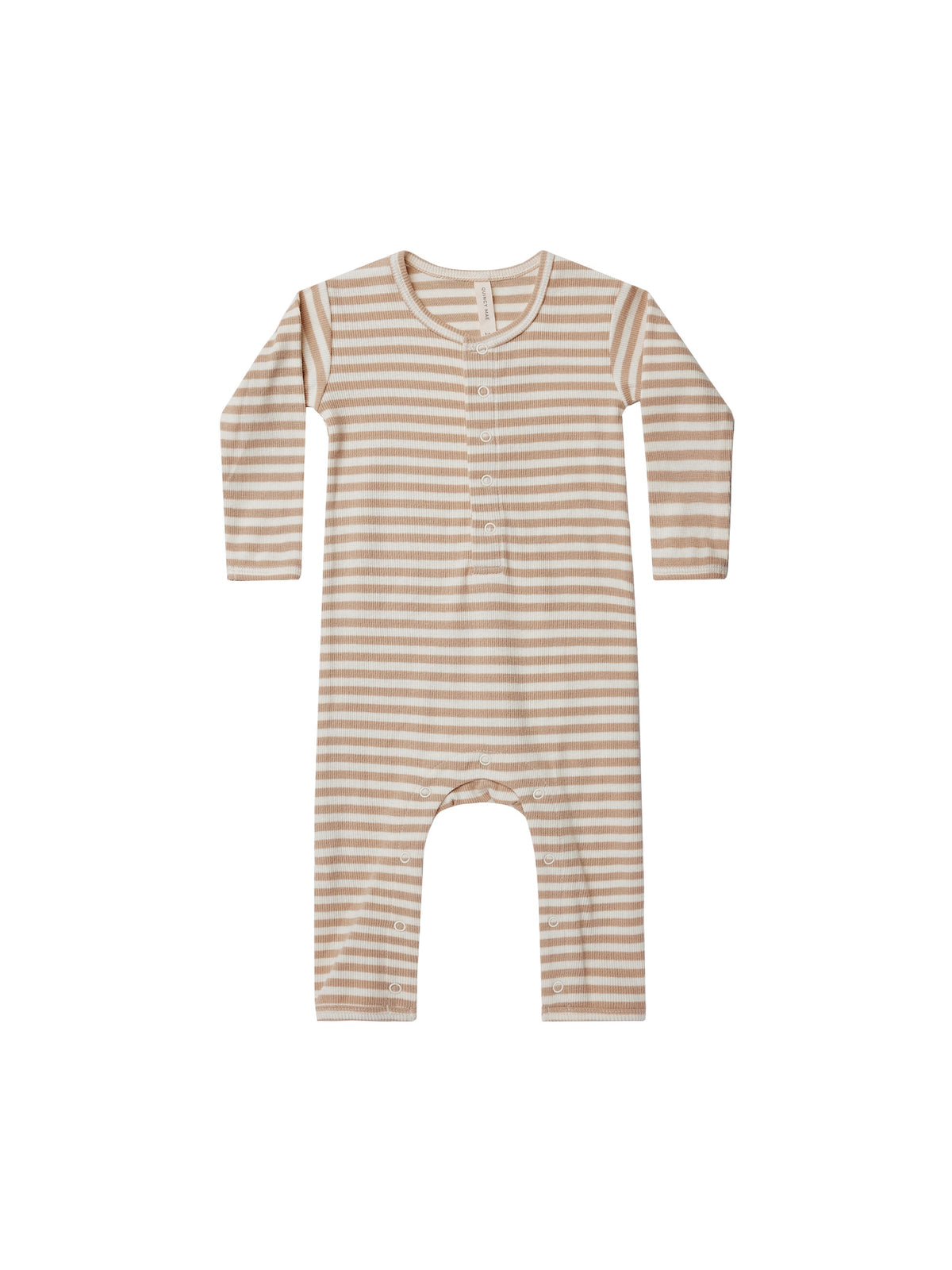 Quincy Mae Ribbed Baby Jumpsuit Latte Stripe