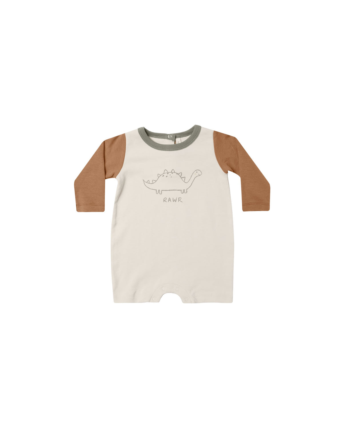 Quincy Mae Long Sleeve Romper Dino Natural